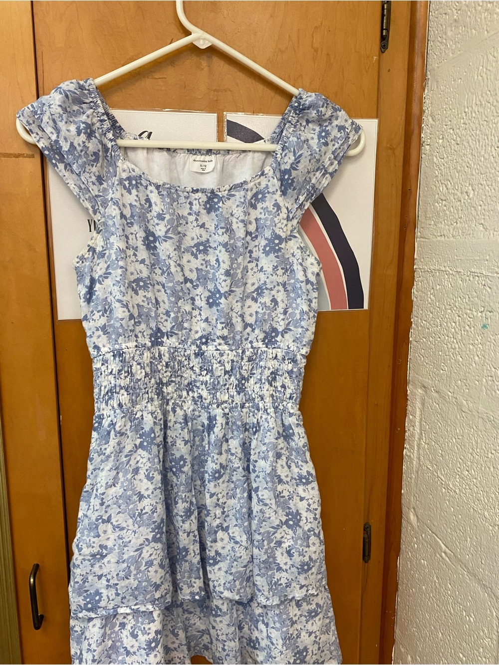 abercrombie kids Light Blue Floral Cap-Sleeve Smocked Dress